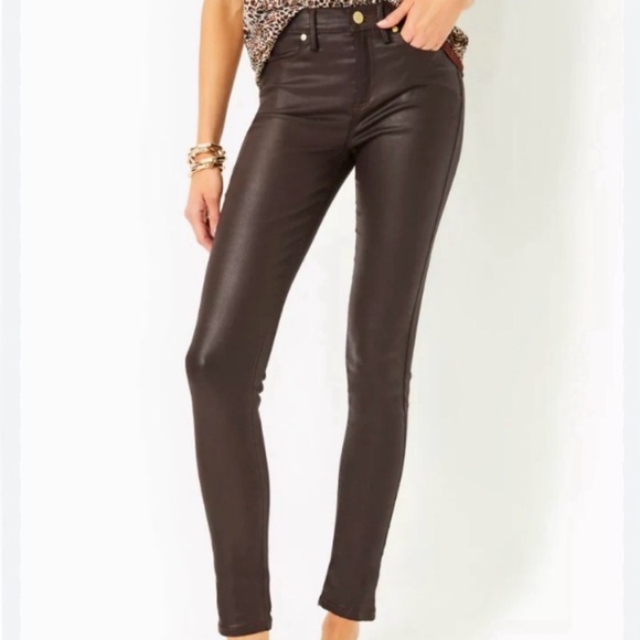 Lilly Pulitzer Eagan High Rise Coated Jeans In Mochachino - Picture 5 of 8